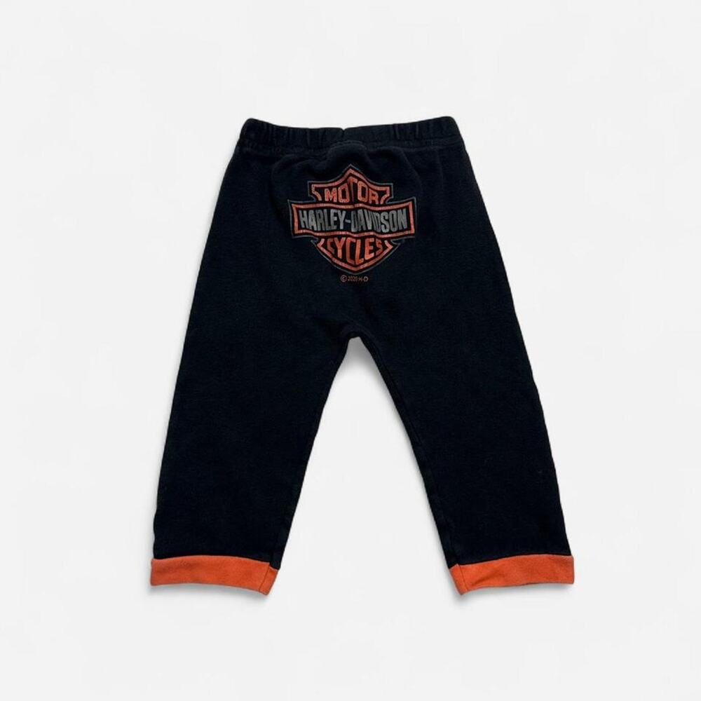 Harley-Davidson Baby Toddler Sweatpants Black Orange Logo 12M Cotton USA Biker